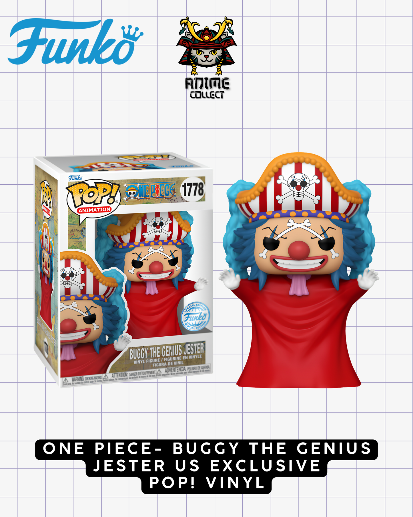 One Piece – Buggy The Genius Jester US Exclusive Pop! Vinyl